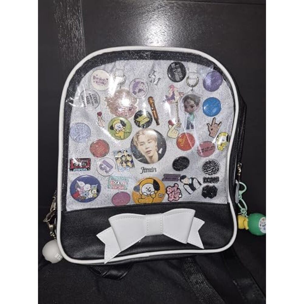 Black Ita Backpack Cute Candy Summer Bowknot Transparent Windows DIY Decors Y2k